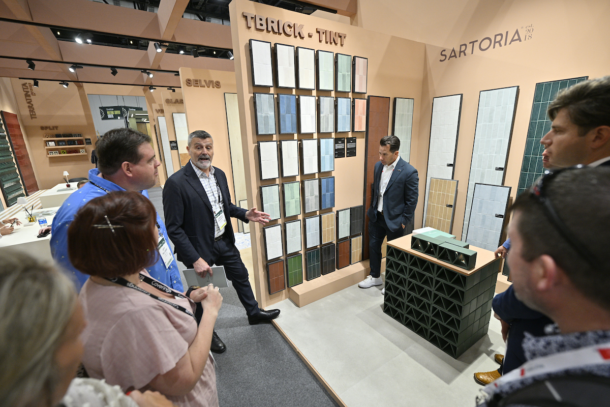 Tile displays and products at Coverings